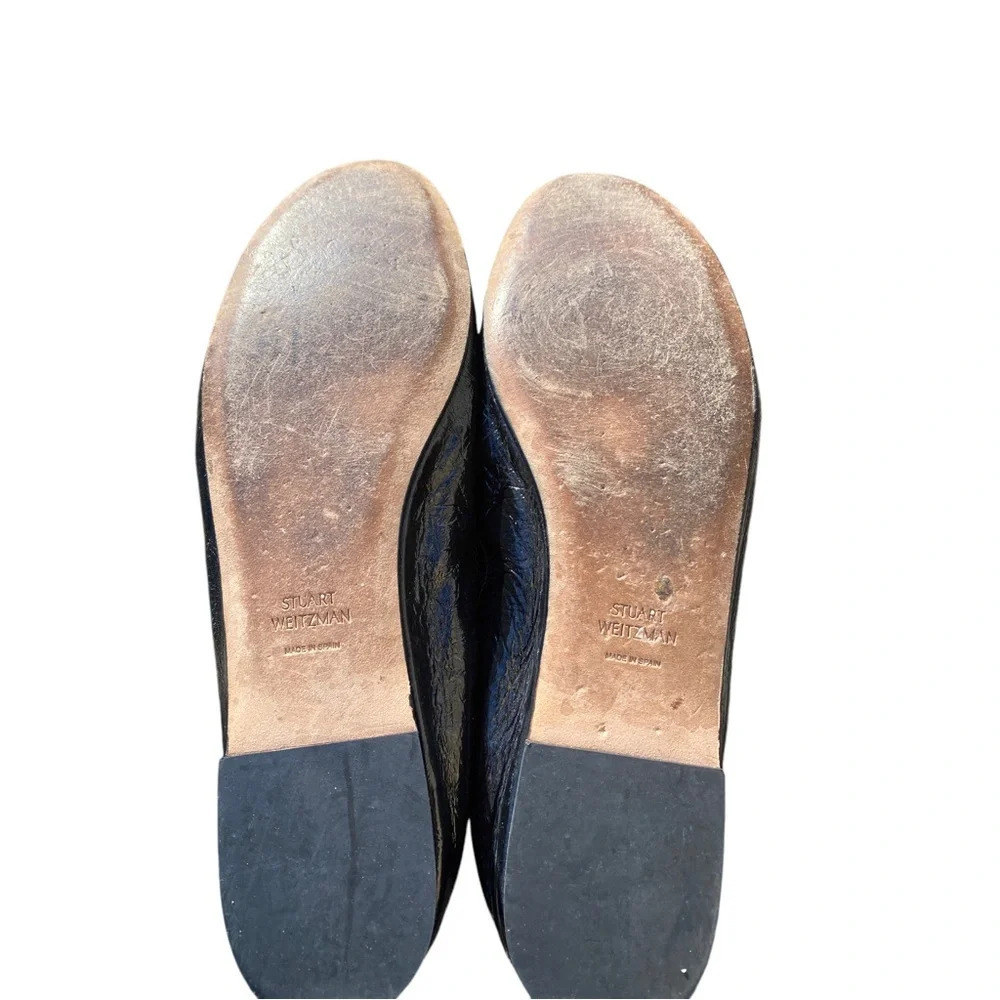 Stuart Weitzman Raven Flats bow black patton leather size 7.5 - Picture 6 of 9
